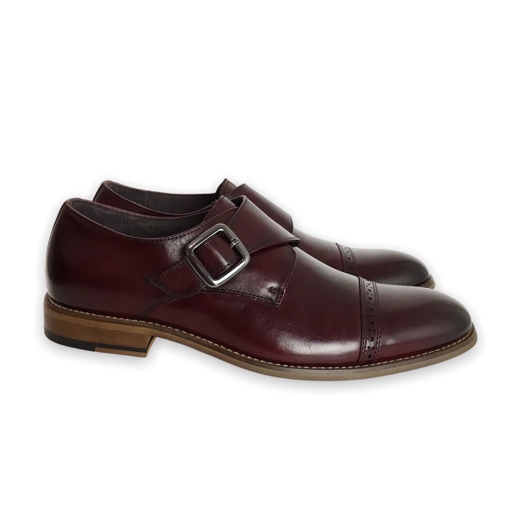 Stacy Adams Desmond Burgundy Leather Monk Strap Loafer Dress Shoes Men's SZ 7.5
